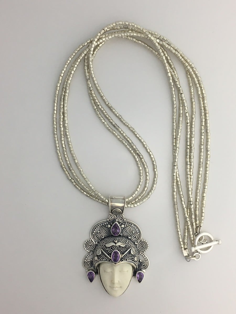 Sterling Silver - Amethyst Face Pendant