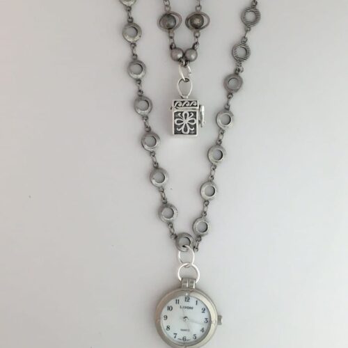 watch-95 Vintage Watch and Silver Wish Box Necklace