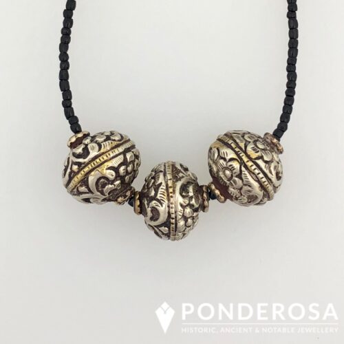 Coin Silver Tibetan Bead Necklace