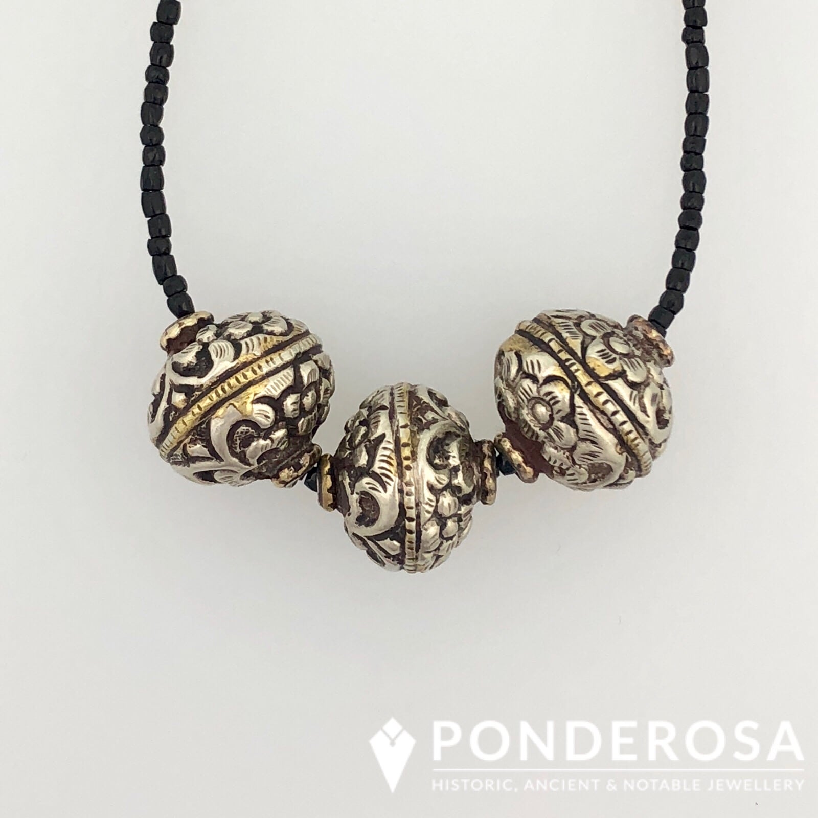 Coin Silver Tibetan Bead Necklace