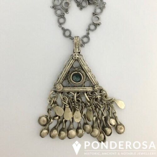 Bedouin Tassel Pendant (Green Triangle)