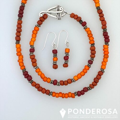 Autumn Orange Leaf Jewellery Set