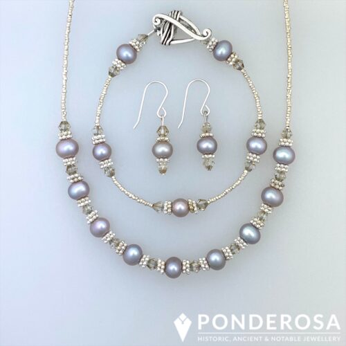 Silver Pearl Set Silver Pearl Jewellery Set