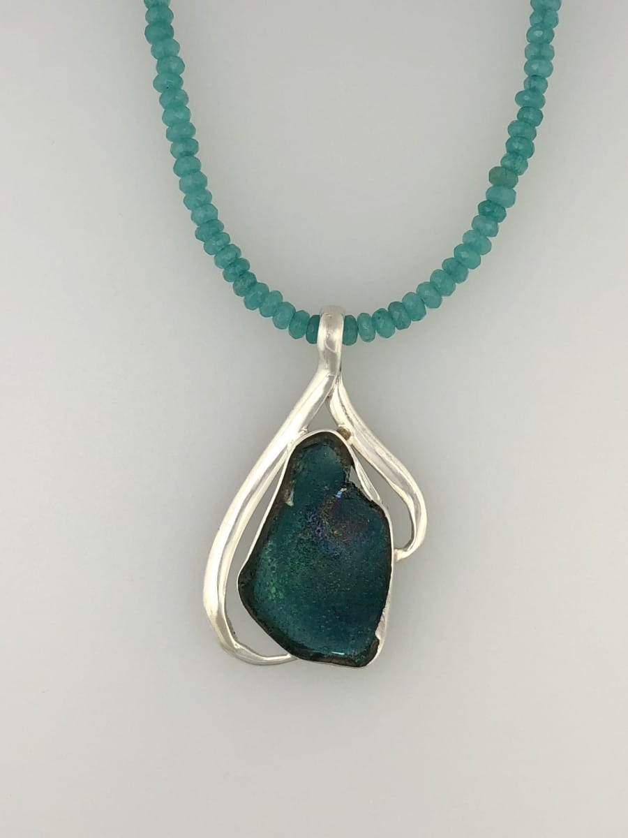 Roman Glass Necklace - Dark Ocean Blue