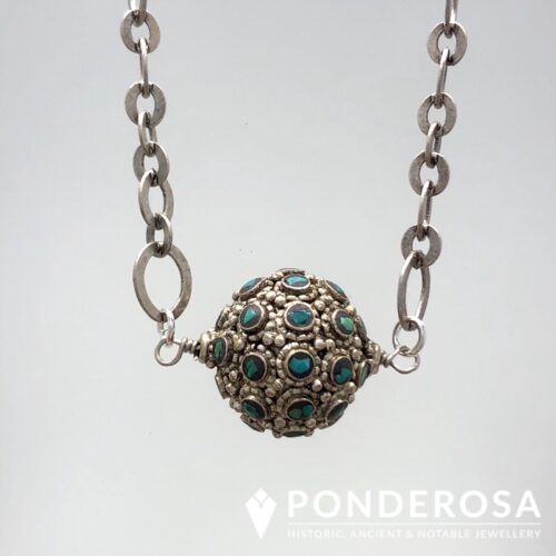 F087EC87-54BC-4314-A716-11394610F86D Inlaid Turquoise Bead Pendant