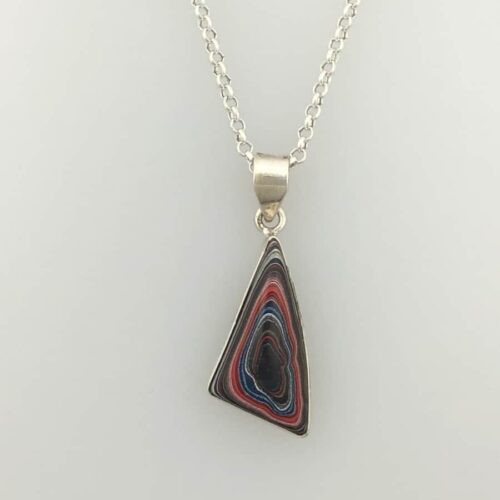 Fordite Pendant - Dark Blue & Red