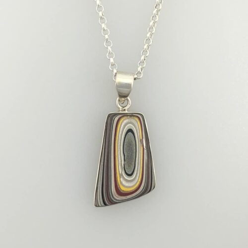 Fordite Pendant - Yellow, Red & Black
