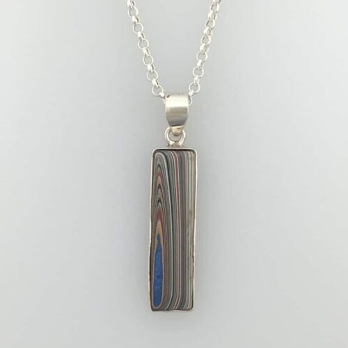 Fordite Pendant - Blue, Red, Black