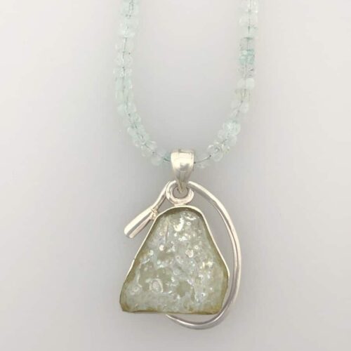 IMG_8332 Roman Glass Necklace - Blue/Green Flaked Patina