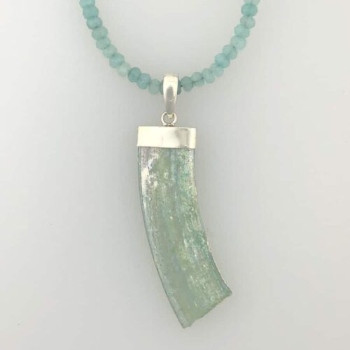 RG Hanbdle Roman Glass Necklace - Blue Jar Rim