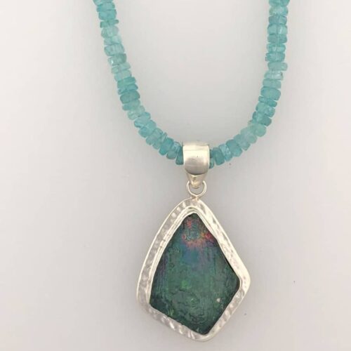 RGS 2 Roman Glass Necklace - Pink and Turquoise Blue
