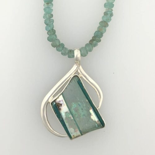 RGS 3 Roman Glass Necklace - Silver Strip Pattern