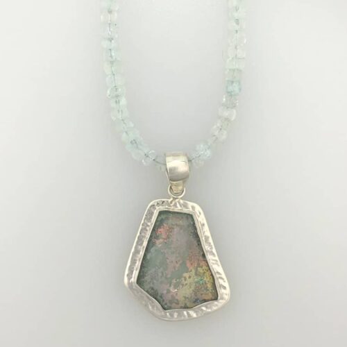 Roman 2 Roman Glass Necklace - Pink, Yellow, Green Patina