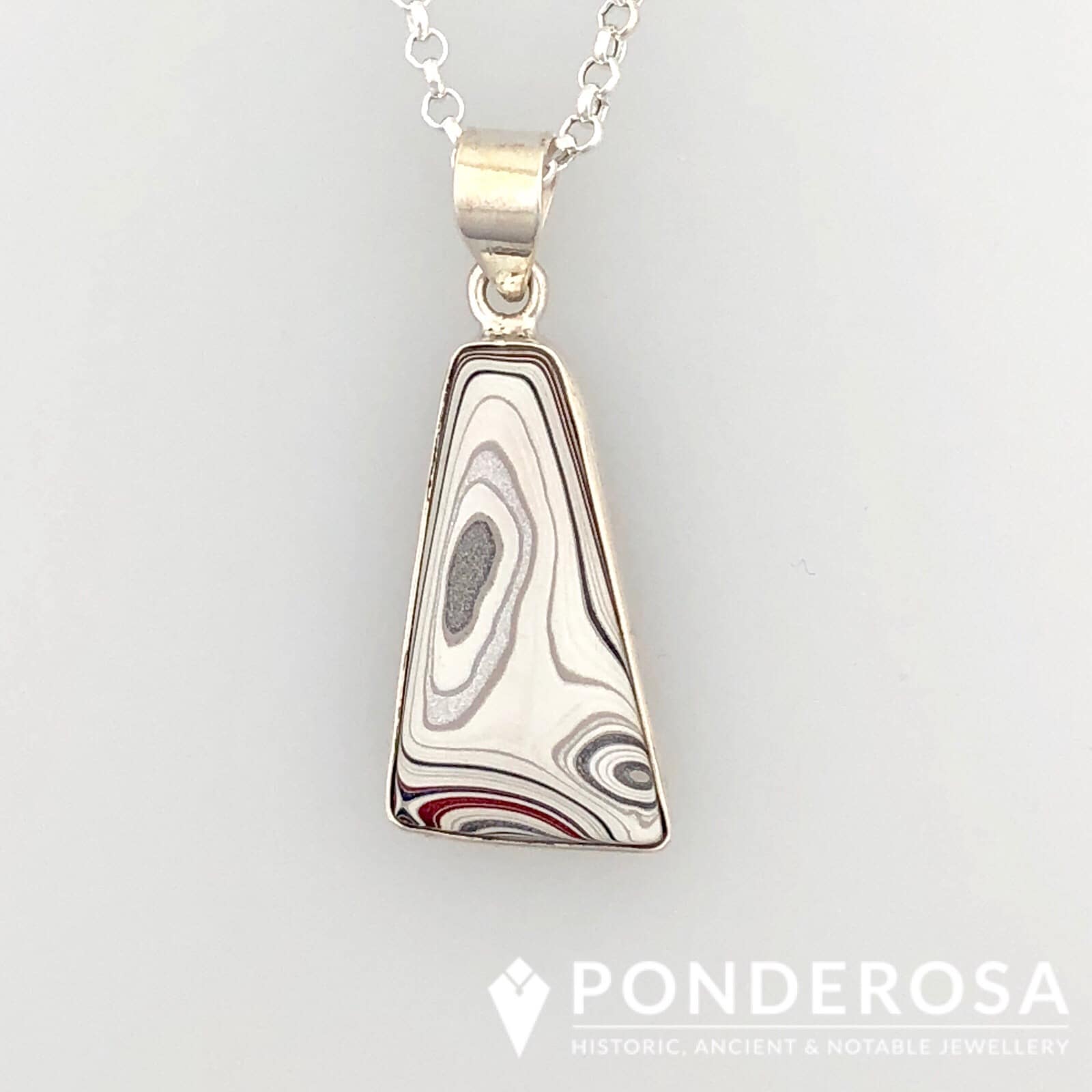 Fordite Pendant - White Triangle