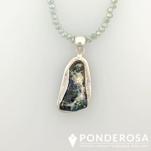 Roman Glass Necklace - Dark Blue and Pink