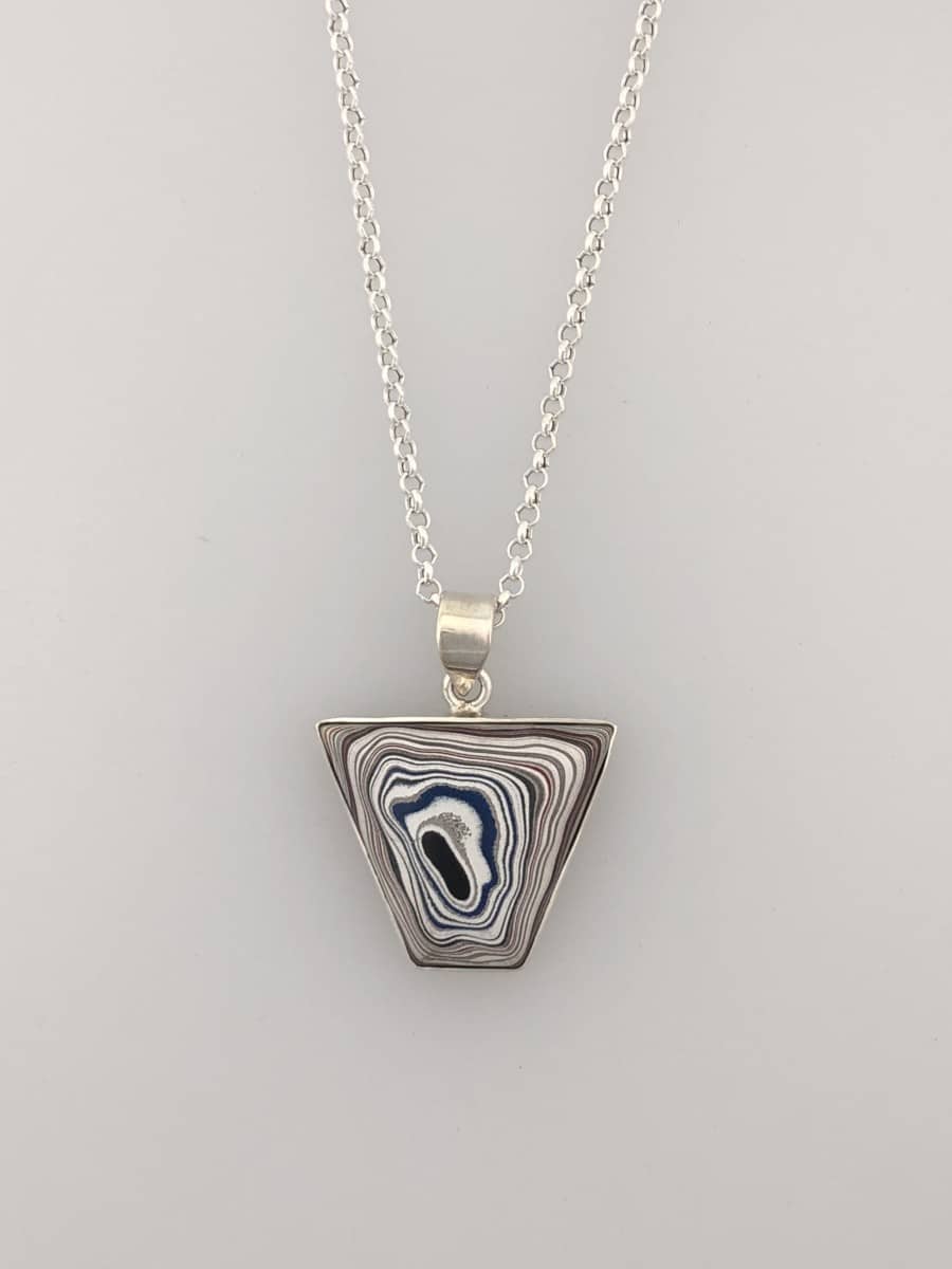 Fordite Pendant - Blue and White
