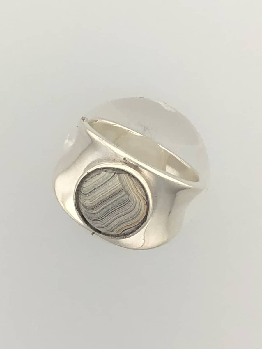 Fordite Ring - Light Grey