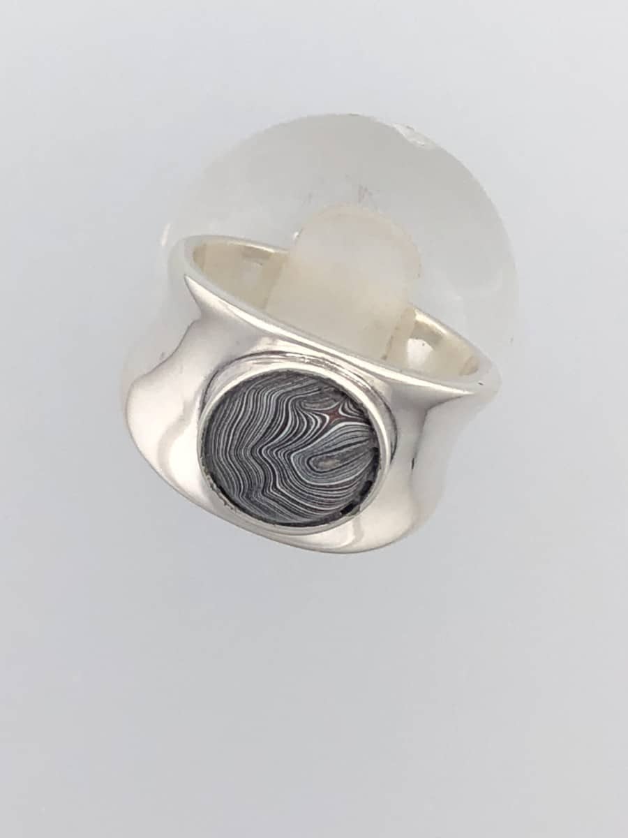 Fordite Ring - Grey Swirl