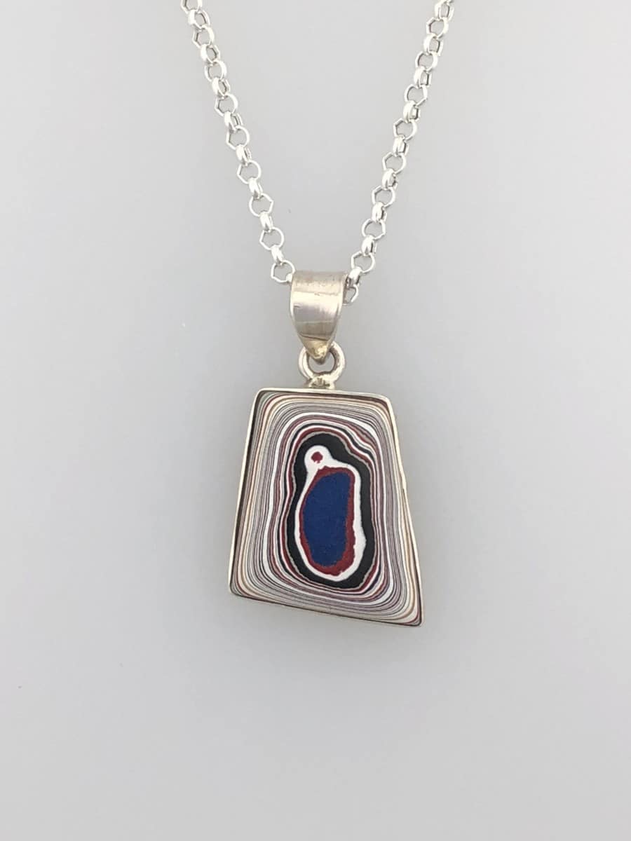 Fordite Pendant - Dark Blue Center