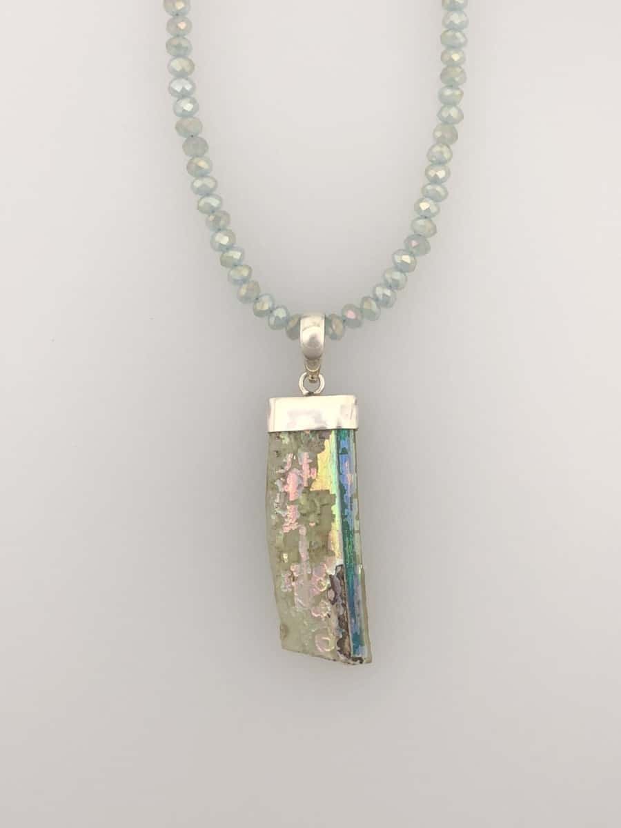 Roman Glass Pendant - Light Blue Rim