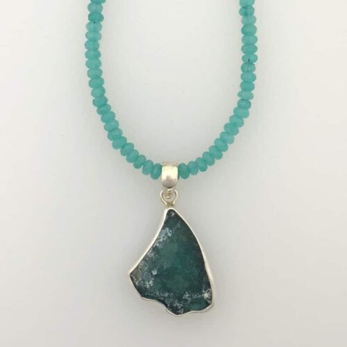 RG 5 Roman Glass Necklace - Dark Teal Traingle