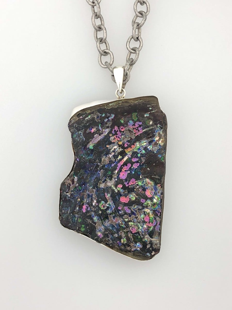 Large Roman Glass Pendant - Pink Patina