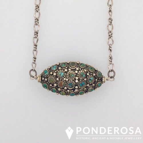 Tibet Turquoise Turquoise and Silver Bead Necklace