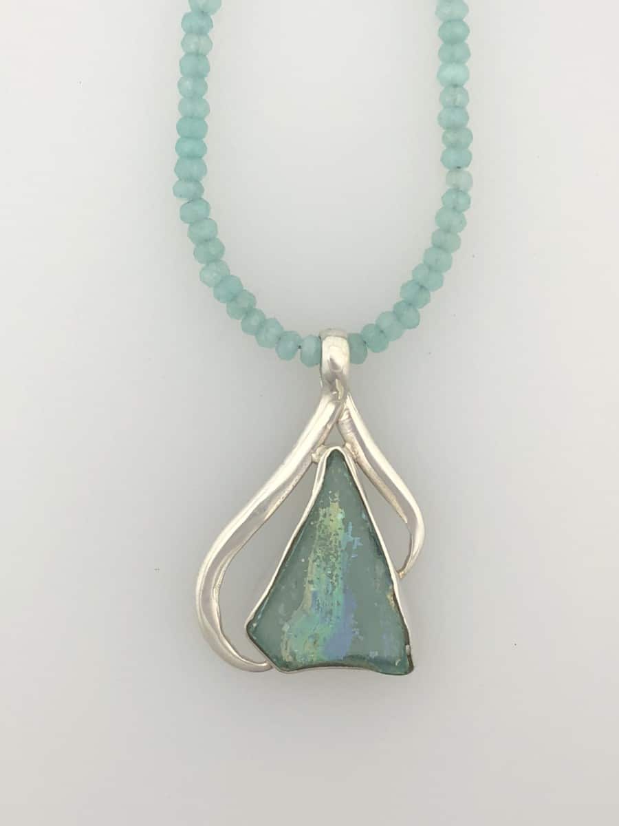 Blue/Green Roman Glass Pendant