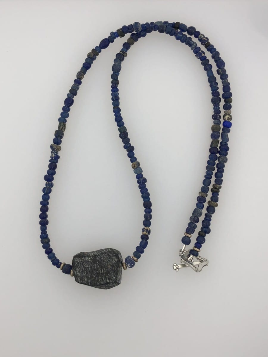 Dark Blue Roman Glass Bead Necklace