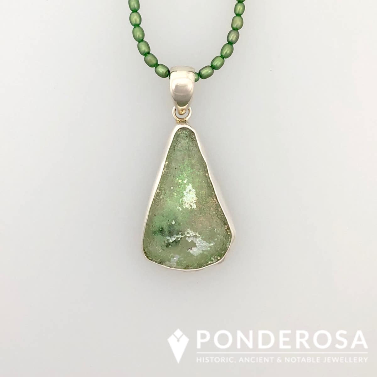Green Roman Glass with Pearls