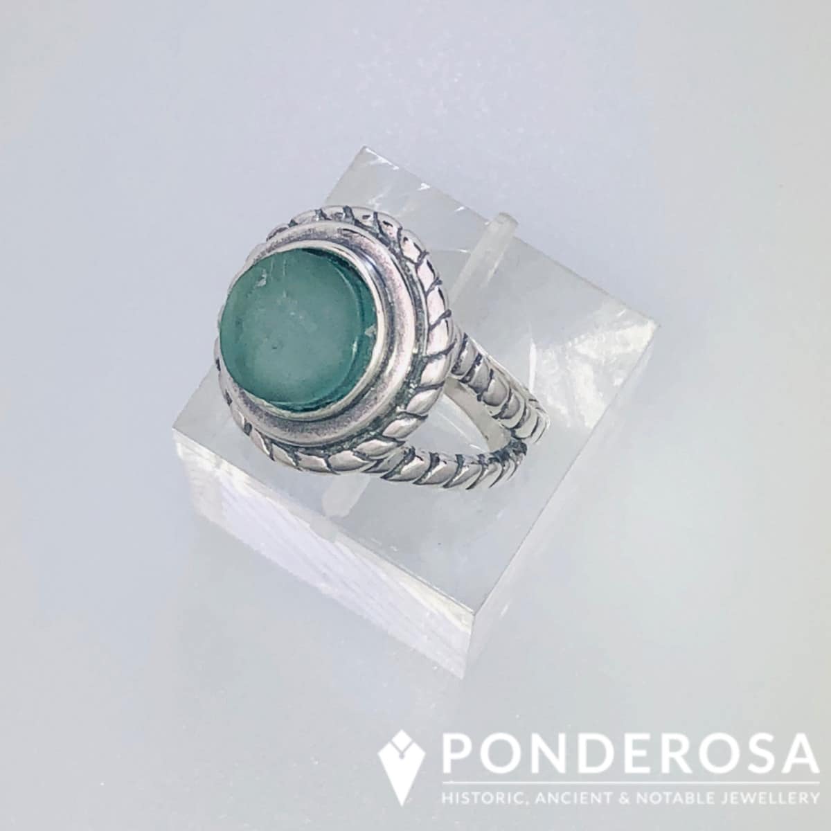 Roman Glass Ring - Blue