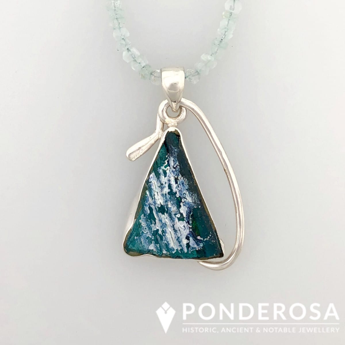 Roman Glass Necklace - Aquamarine Triangle