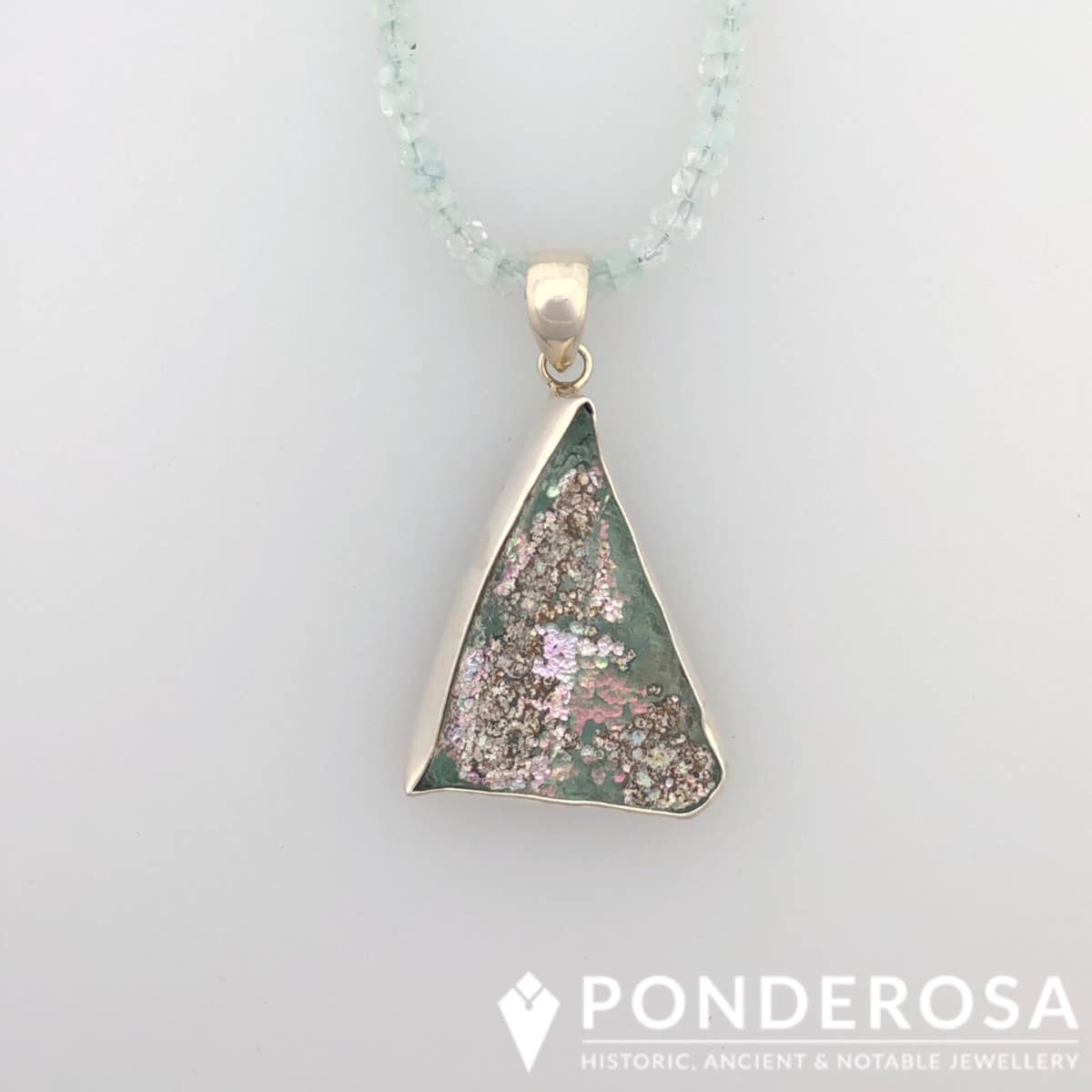 Roman Glass Necklace - Pink Dot Patina