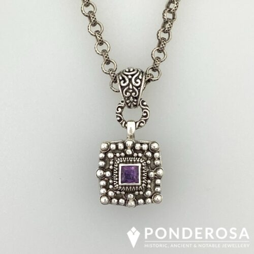 Square Pendant with Amethyst Stone