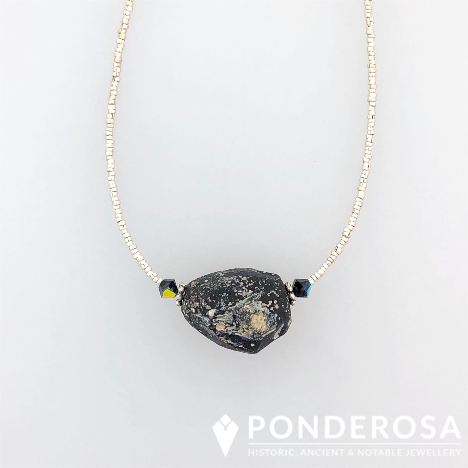 Raw Roman Glass Necklace - Black