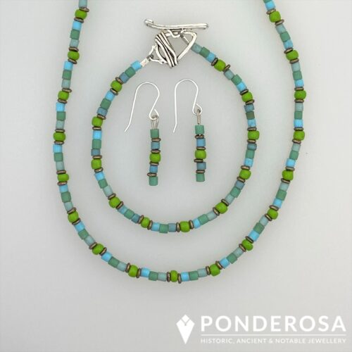 Green Teal Pastel Set Green Teal Pastel Jewellery Set