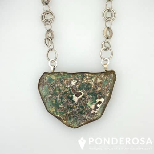 Large RG Large Roman Glass Pendant - Silver Patina