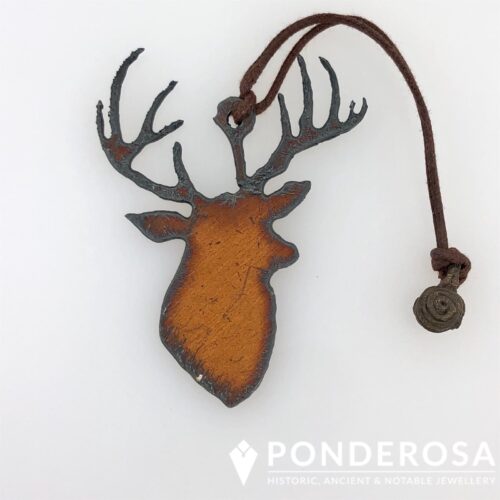 Deer Head Rustic Metal Ornament - Deer Head