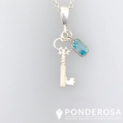 Sterling Silver Key - Blue Topaz Stone
