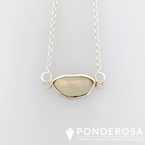 RG Small Light Roman Glass Pendant - Silver Patina