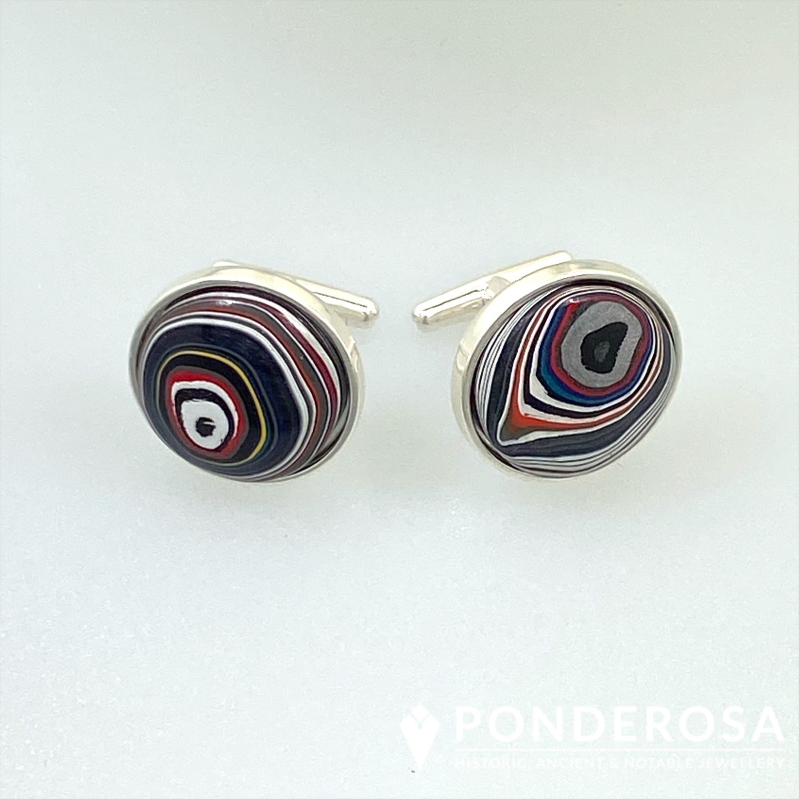 Fordite Cufflinks - Colourful Swirl
