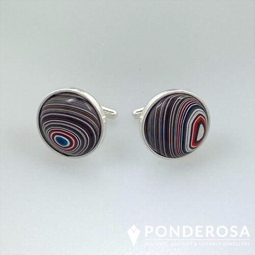 Fordite Cufflinks - Blue Eye