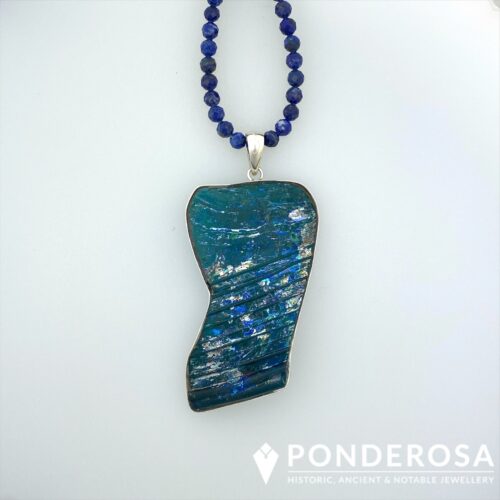 RG Large Roman Glass and Lapis Stone Necklace