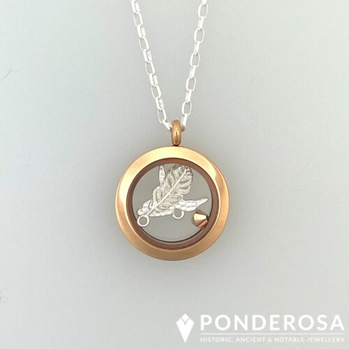 Copper Feather Copper Floating Locket - Hummingbird & Feather