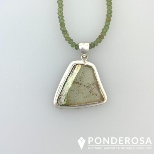 RG Green Necklace Roman Glass & Apatite Stones