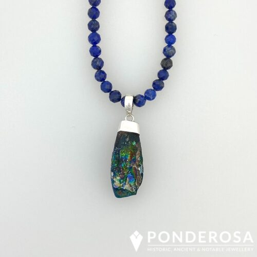 RG and Lapis Dark Roman Glass and Lapis Stone Necklace