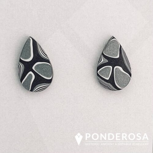 eZy Watermark_05-11-2020_02-28-32PM Fordite Earrings - Silver/Black