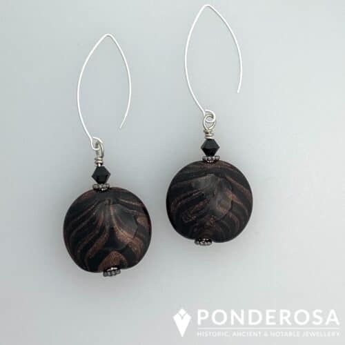 Venetian Glass Earrings - Black/Brown