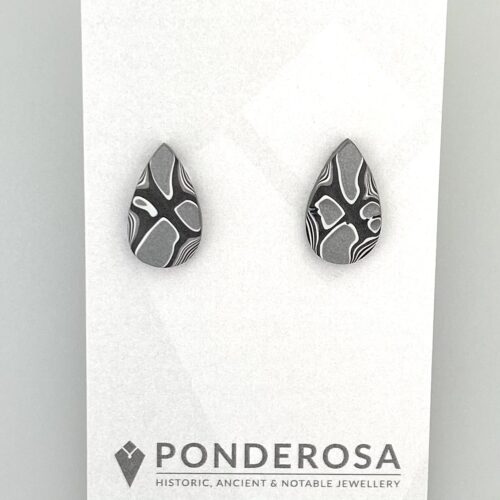 Fordite Earrings Black Silver Fordite Earrings - Black/Silver