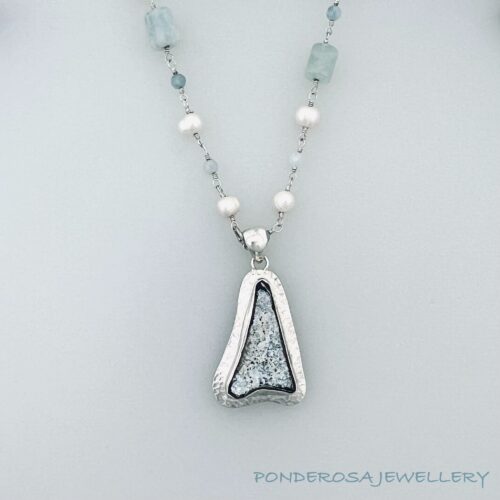 RG Aqua Roman Glass, Aquamarine and Pearls